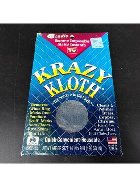 Cadie Krazy Kloth Large Gray Cotton Metal Cleaning Polishing Cloth Reusable USA